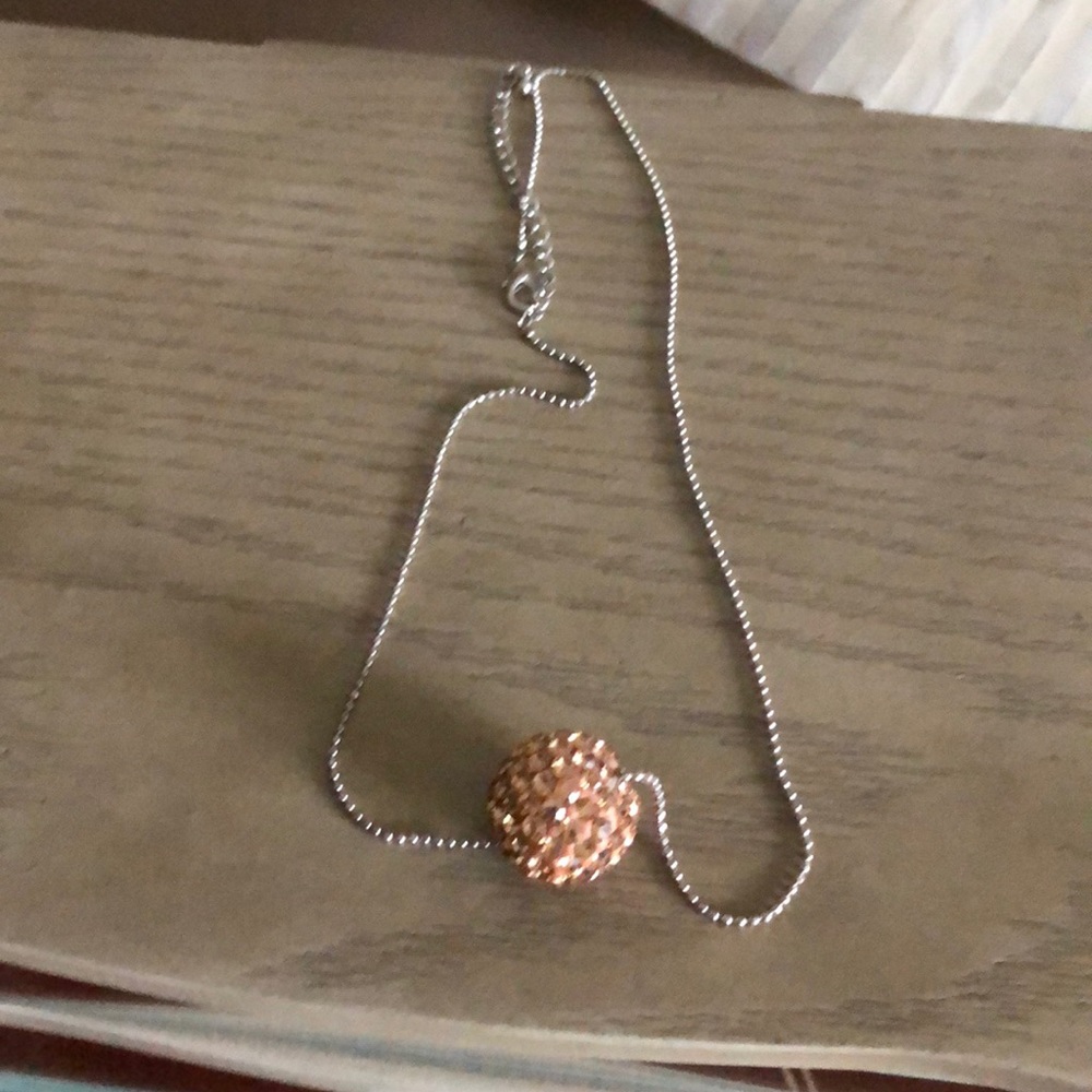 Fashion brown crystal necklace with silver chain
